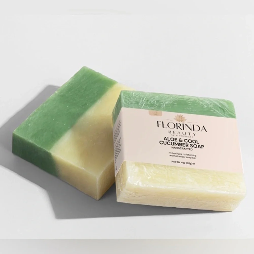 Florinda Beauty - Aloe & Cool Cucumber Soap - Green and Yellow